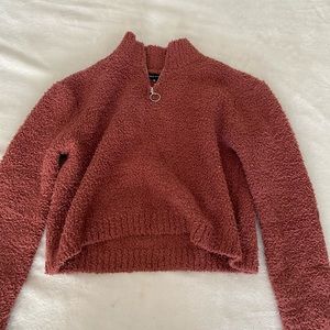 Slightly cropped purple/pink sherpa jacket